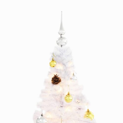 Artificial Pre-lit Christmas Tree with Baubles White 180cm - Image 5