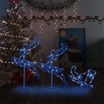 Acrylic Christmas Flying Reindeer Sleigh 260x21x87cm Blue