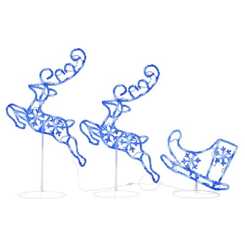 Acrylic Christmas Flying Reindeer Sleigh 260x21x87cm Blue - Image 2