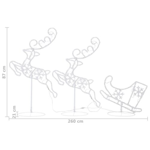 Acrylic Christmas Flying Reindeer Sleigh 260x21x87cm Blue - Image 10