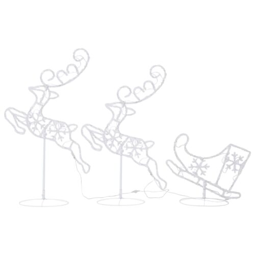 Acrylic Christmas Flying Reindeer Sleigh 260x21x87cm Cold White - Image 4