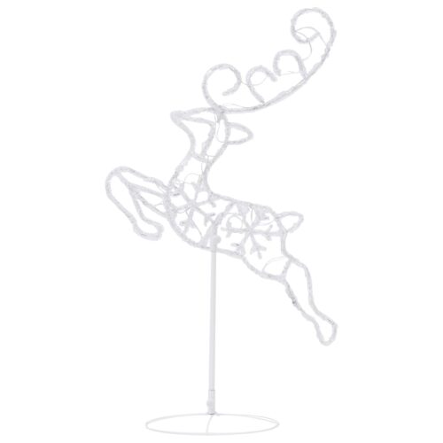Acrylic Christmas Flying Reindeer Sleigh 260x21x87cm Cold White - Image 5