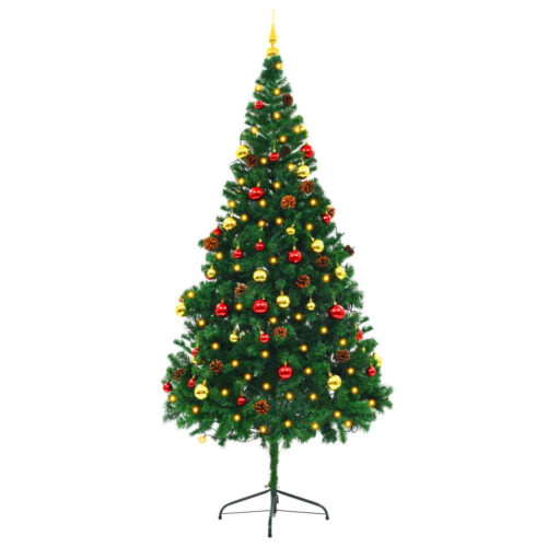 Artificial Pre-lit Christmas Tree with Baubles Green 210cm - Image 3