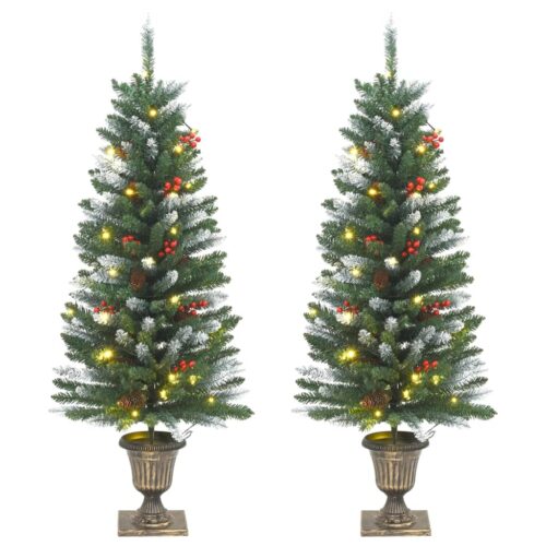 Artificial Christmas Trees 2pcs 100 LEDs Green White 120cm