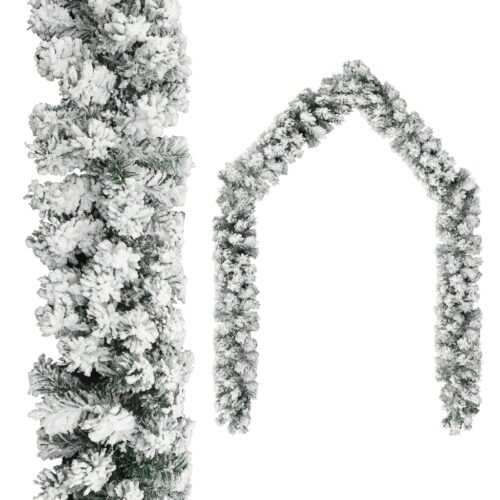Christmas Garland with Flocked Snow Green 10m PVC