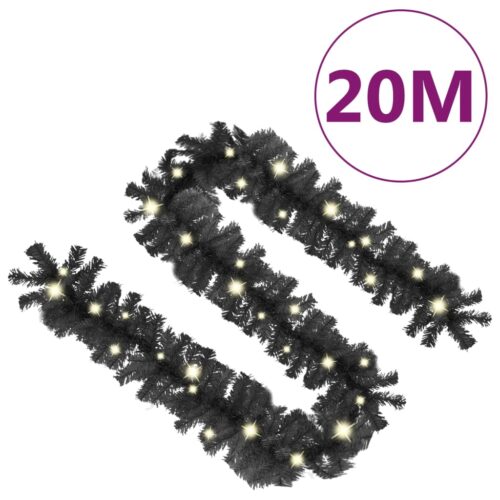 Christmas Garland with LED Lights 20m Black - Image 7