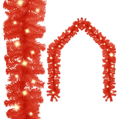 Christmas Garland with LED Lights 20m Red