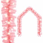 Christmas Garland with LED Lights 20m Pink