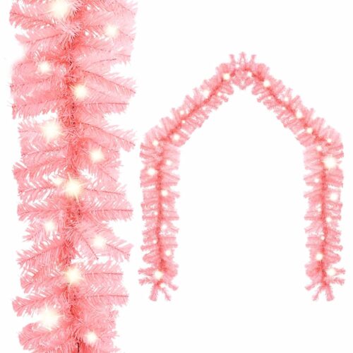 Christmas Garland with LED Lights 20m Pink