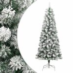 Artificial Hinged Christmas Tree with Flocked Snow 210cm