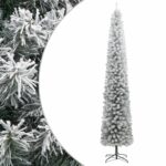 Slim Christmas Tree with Stand Flocked Snow 270cm PVC
