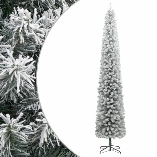 Slim Christmas Tree with Stand Flocked Snow 270cm PVC