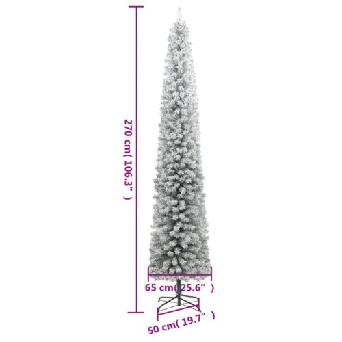 Slim Christmas Tree with Stand Flocked Snow 270cm PVC - Image 6