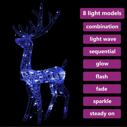 Acrylic Reindeer Christmas Decoration 140 LEDs 120cm Blue - Image 5