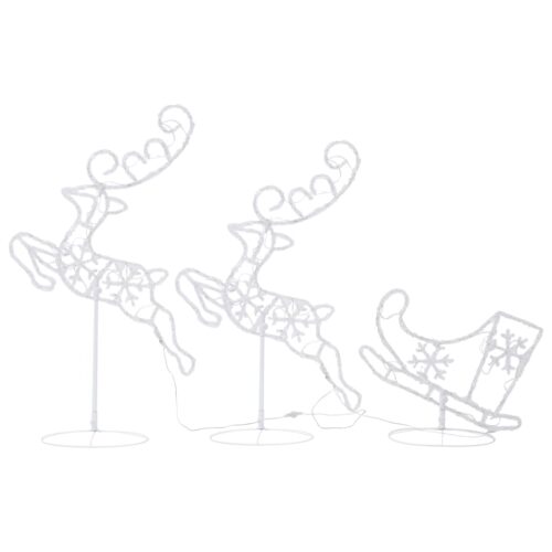 Acrylic Christmas Flying Reindeer Sleigh 260x21x87cm Warm White - Image 4