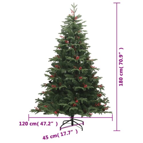 Artificial Hinged Christmas Tree with Cones Berries 180cm - Image 8