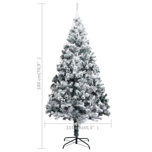 Artificial Christmas Tree with Flocked Snow Green 180cm PVC - Image 6