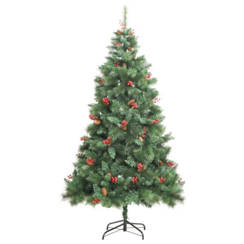Artificial Hinged Christmas Tree with Cones Berries 180cm - Image 2