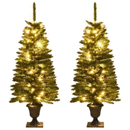 Artificial Christmas Trees 2pcs with Wreath, Garland LEDs - Image 3