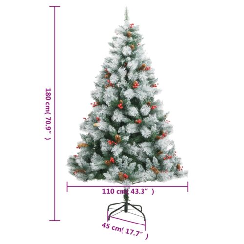 Artificial Hinged Christmas Tree with Cones Berries 180cm - Image 8