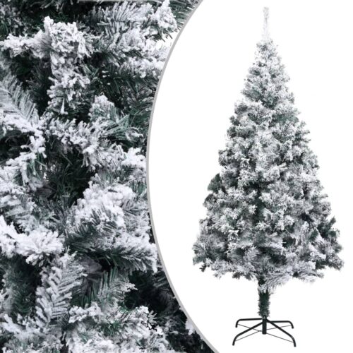 Artificial Christmas Tree with Flocked Snow Green 210cm PVC