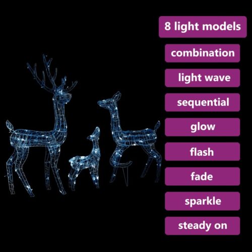 Acrylic Reindeer Family Christmas Decoration 300 LED Cold White - Image 4