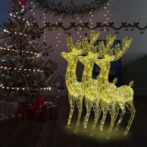 XXL Acrylic Christmas Reindeers 250 LED 3pcs 180cm Warm White