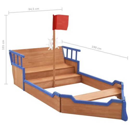 Sandbox Pirate Ship Firwood 190x94.5x101cm - Image 9