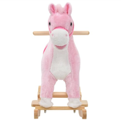 Rocking Animal Horse Plush 65x32x58cm Pink - Image 3