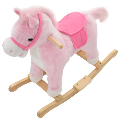 Rocking Animal Horse Plush 65x32x58cm Pink - Image 4