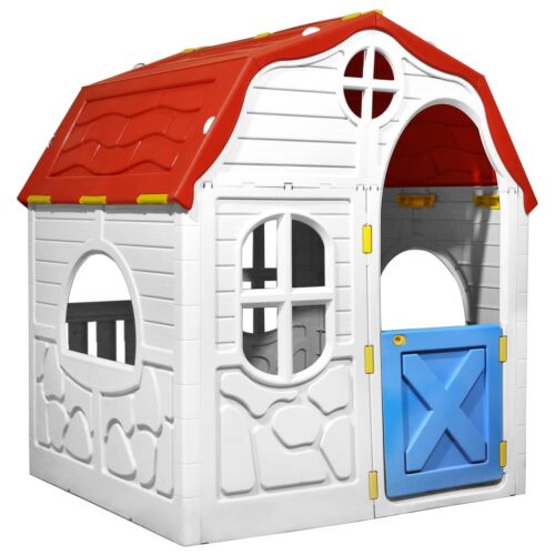 Kids Foldable Playhouse with Working Door Windows