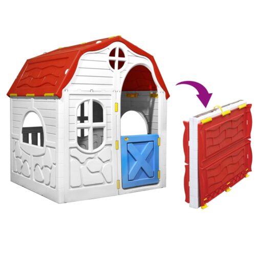 Kids Foldable Playhouse with Working Door Windows - Image 2
