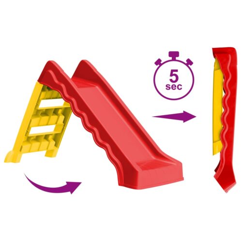 Foldable Slide for Kids Indoor Outdoor Red Yellow - Image 2