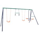 Swing Set with Gymnastic Rings 4 Seats Steel