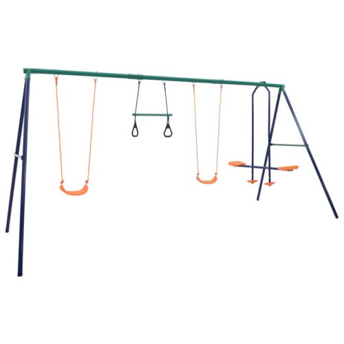 Swing Set with Gymnastic Rings 4 Seats Steel