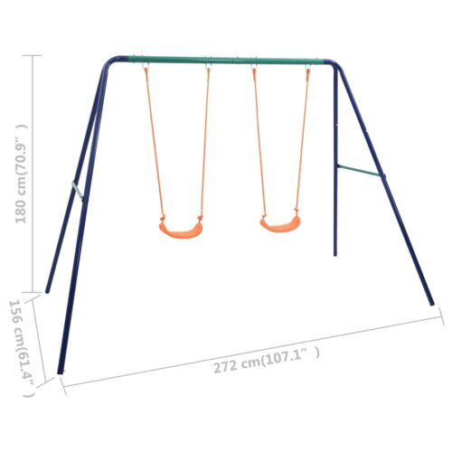 Swing Set with 2 Seats Steel - Image 7