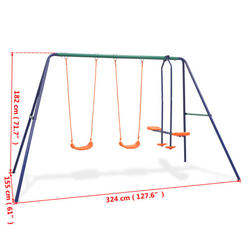Swing Set with 4 Seats Orange - Image 10