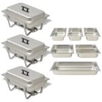 3-Piece Chafing Dish Bain Marie Set Stainless Steel Buffet Food Warmer