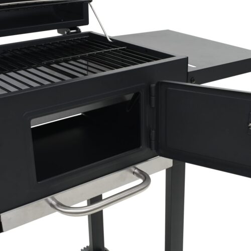 Charcoal-Fueled BBQ Grill with Bottom Shelf Wheels Outdoor Patio Barbecue Black - Image 8