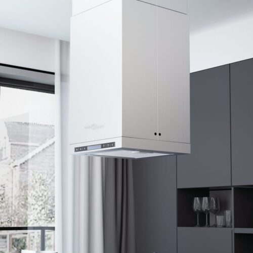 Island Range Hood LCD Display Touch Sensor LED Mount Kitchen Canopy