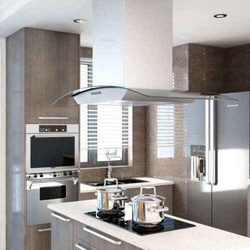 Island Range Hood 90cm Stainless Steel 756m³/h LED - Image 2
