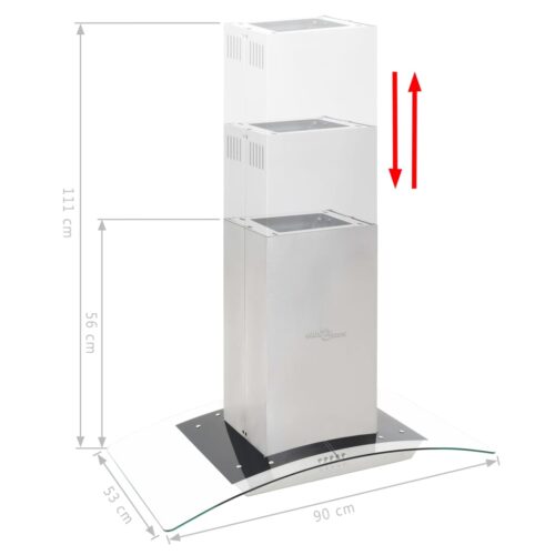 Island Range Hood 90cm Stainless Steel 756m³/h LED - Image 5