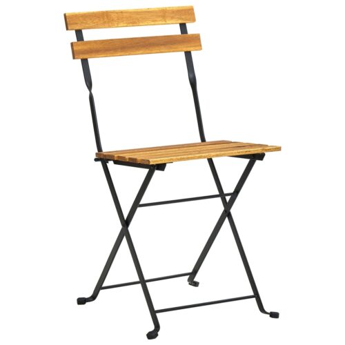 Folding Garden Chairs 2pcs Steel Solid Acacia Wood