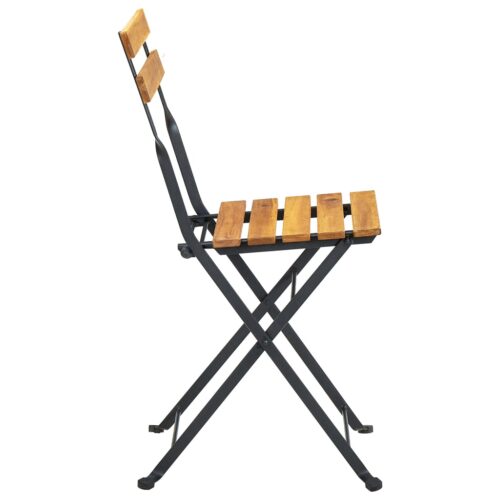 Folding Garden Chairs 2pcs Steel Solid Acacia Wood - Image 5