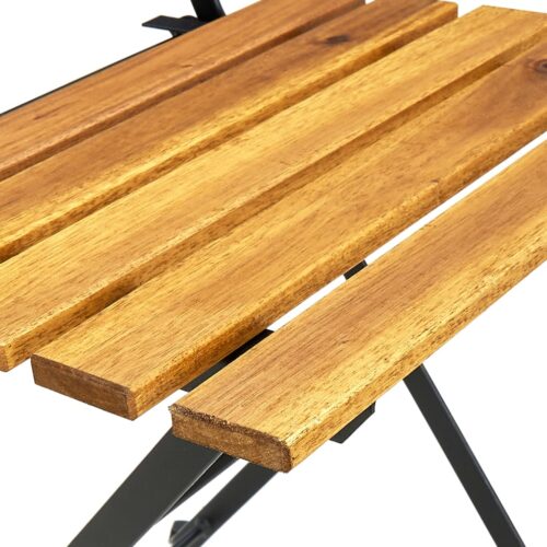 Folding Garden Chairs 2pcs Steel Solid Acacia Wood - Image 8