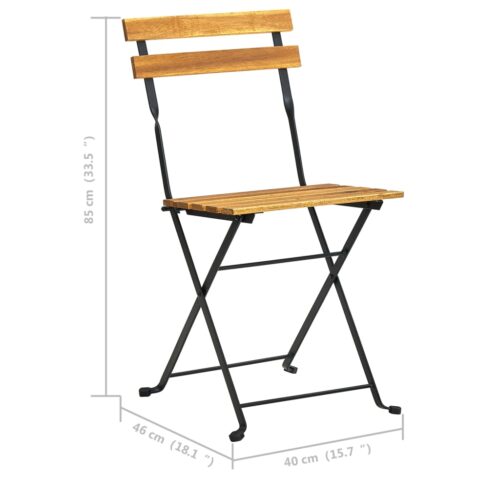 Folding Garden Chairs 2pcs Steel Solid Acacia Wood - Image 10