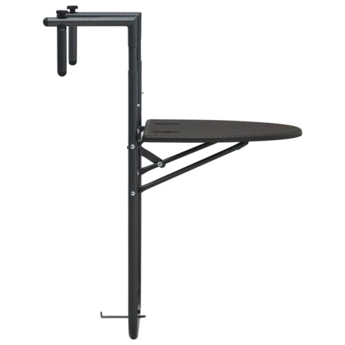 Hanging Balcony Table Brown 60x64x83.5cm Plastic RattanLook - Image 3