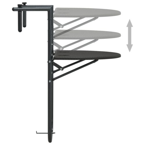 Hanging Balcony Table Brown 60x64x83.5cm Plastic RattanLook - Image 5