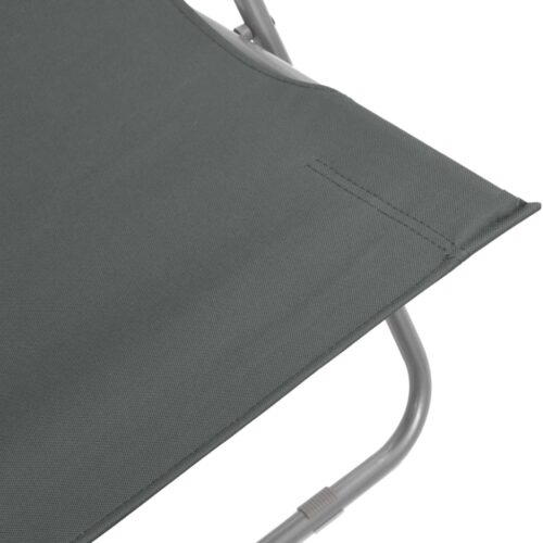 Folding Beach Chairs 2pcs Steel Oxford Fabric Grey - Image 8