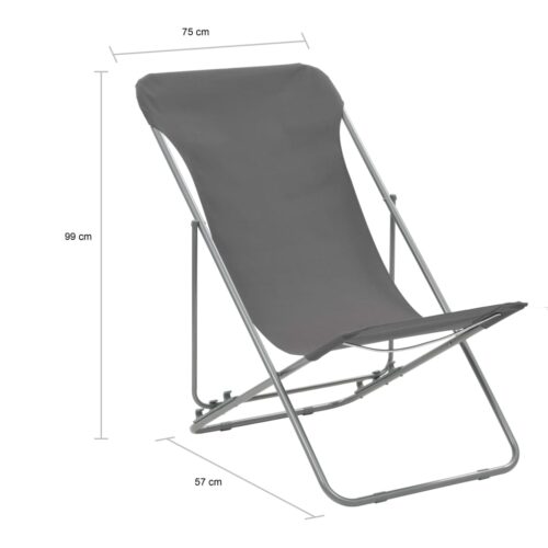Folding Beach Chairs 2pcs Steel Oxford Fabric Grey - Image 10